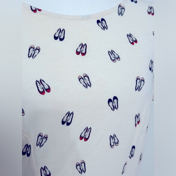 Boden Sweet Ballet Slipper Novelty Print A-Line Dress Size 8 Cream Red Pink - Picture 5 of 8